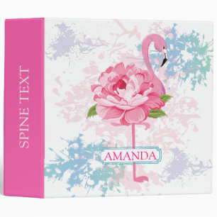 Classeur Flamingo rose Floral Personnalisé