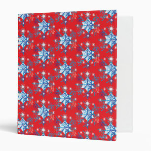 Classeur Flammes de neige et étoiles rouges et bleues