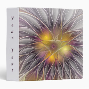 Classeur Fleur colorée lumineuse, Texte fractal abstrait