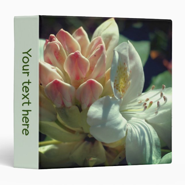 Classeur Fleur d'Azalée Blanche Personnalisée (Devant/Côté)