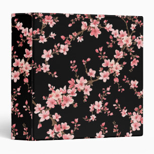 Classeur Fleur de cerisier japonais Floral Blush Rose Noir