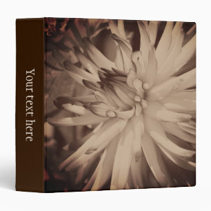 Classeur Fleur de Dahlia Personnalisée Sépia Vintage