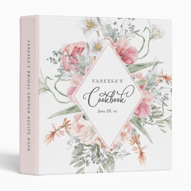 Classeur Fleur de jardin personnalisée Cuisine nuptiale (Devant/Côté)