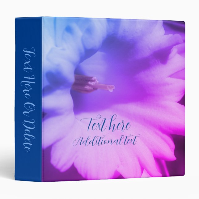Classeur Fleur de jonquille personnalisée teintée en gros p (Devant/Côté)