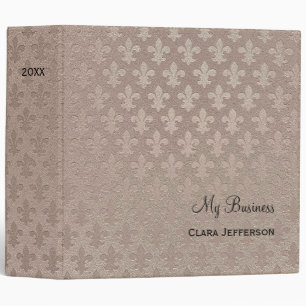 Classeur Fleur de lis argentée motif métallique