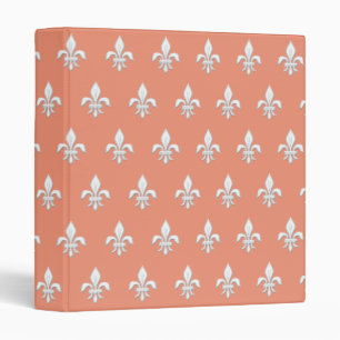 Classeur Fleur de Lis en blanc sur Coral clair rose / Pêche