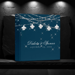 Classeur Fleur de Lis Lumières Bleues Marine   Scrapbook ph