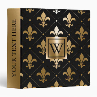 Classeur Fleur de lis noir et or