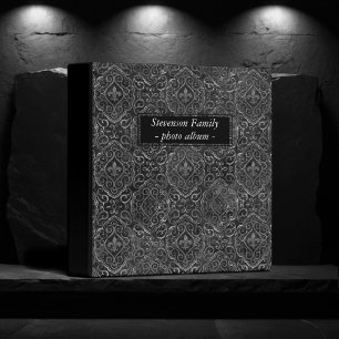 Classeur Fleur de Lis Vintage   Album Damassé Grunge Noir