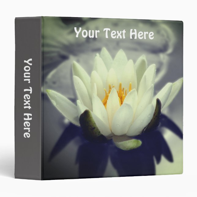 Classeur Fleur de Lotus Nénuphar Nature Personnalisée (Devant/Côté)