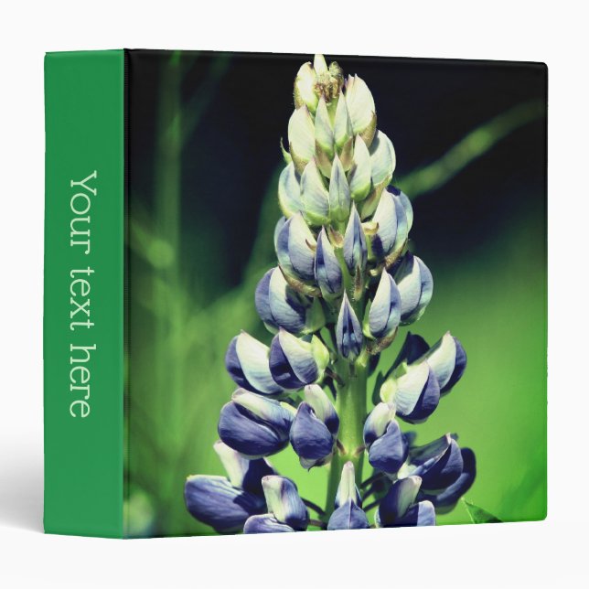 Classeur Fleur de lupin sauvage violet simple personnalisée (Devant/Côté)