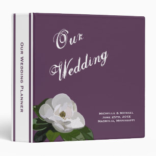 Classeur Fleur de magnolia sur le wedding planner pourpre