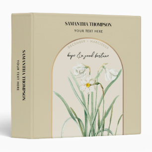 Classeur Fleur de naissance personnalisée Mois Décembre Nar