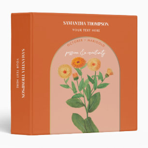 Classeur Fleur de naissance personnalisée Mois Octobre Mari