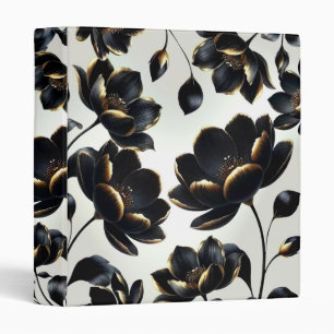 Classeur Fleur de Noir et Or Greige Élégant Sombre Humeur