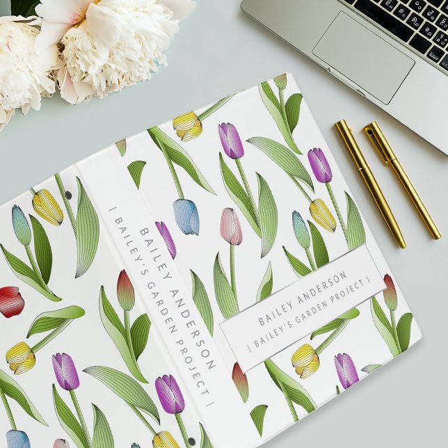 Classeur Fleur de tulipe colorée moderne personnalisée (Créateur téléchargé)