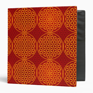 Classeur Fleur de Vie - motif de timbre - rouge orange