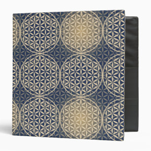 Classeur Fleur de vie - motif de timbre - sable bleu