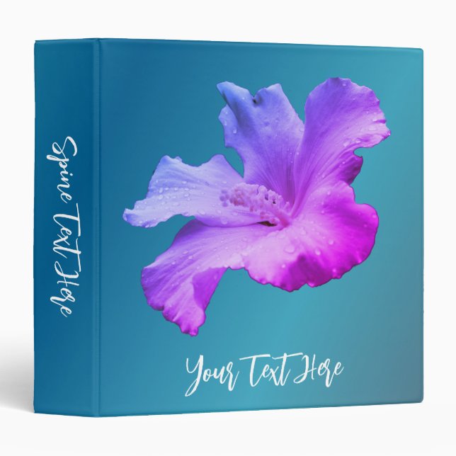 Classeur Fleur d'Hibiscus blanc personnalisée (Devant/Côté)