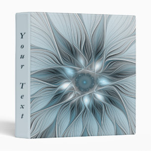 Classeur Fleur Joyeuse Abstrait gris bleu floral Fractal