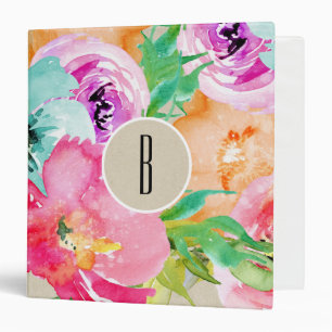 Classeur Fleur Kraft Moderne Rustique Botanique Colorée