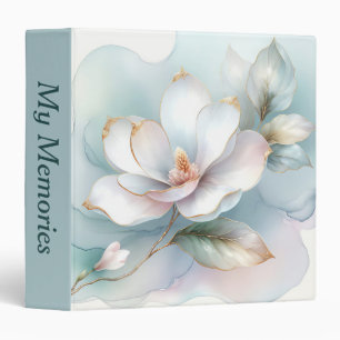 Classeur Fleur Magnolia Blanche À Bord Doré