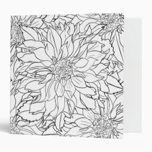 Classeur Fleur noire et blanche Dahlia