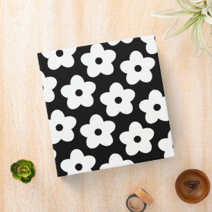 Classeur Fleur noire et blanche Motif Y2K