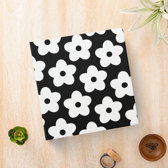 Classeur Fleur noire et blanche Motif Y2K (In Situ)