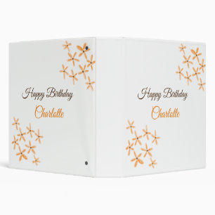 Classeur Fleur orange brune heureux anniversaire ajouter no