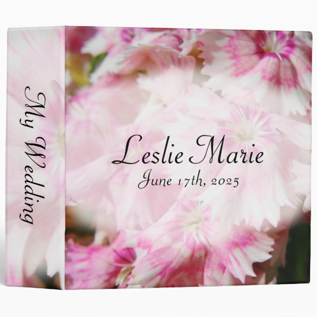 Classeur Fleur rose Mon Mariage (Devant/Côté)