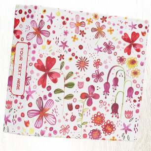 Classeur Fleur sauvage aquarelle colorée Texte personnalisé