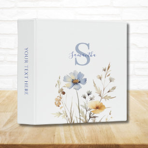 Classeur Fleur sauvage bleu personnalisé
