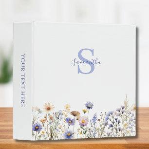 Classeur Fleur sauvage bleu personnalisé