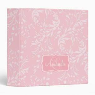 Classeur Fleur sauvage damask motif rose dossier nommé