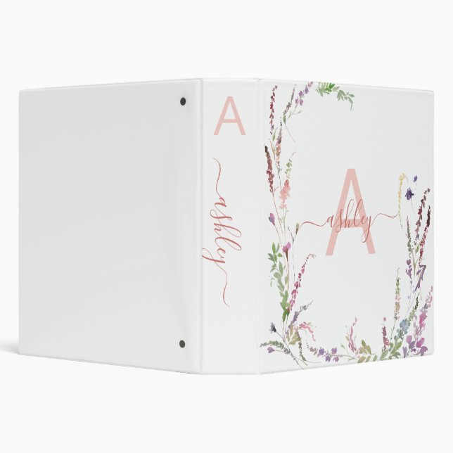 Classeur Fleur sauvage d'aquarelle moderne Monogramme initi (Arrière-plan)