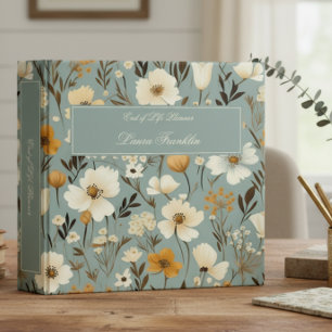 Classeur Fleur sauvage rétro Dusty Blue Fin de vie planific