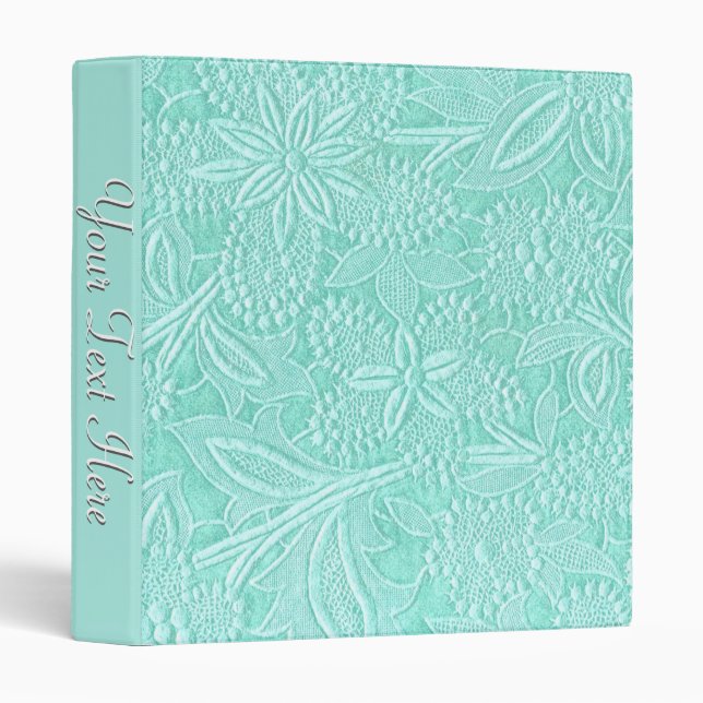 Classeur Fleur verte à la menthe personnalisée (Devant/Côté)