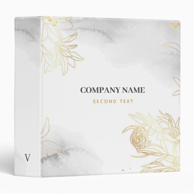 Classeur Fleurs à huile d'or (Devant/Côté)