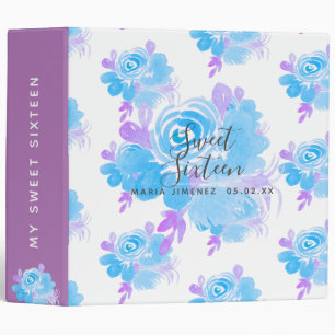 Classeur Fleurs Aquarelle Bleu Violet Douze Ans