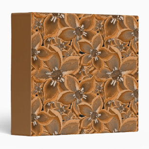 Classeur Fleurs aquarelles orange et grises.