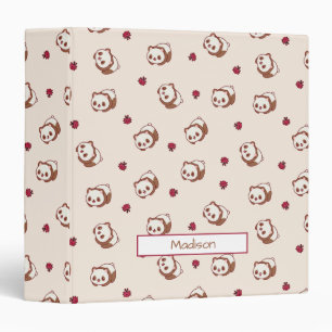 Classeur Fleurs beiges adorables de rouge de motif de panda