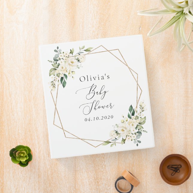 Classeur Fleurs blanches, Fleurs de crème, Boho, Baby showe (In Situ)