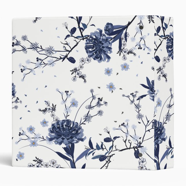 Classeur Fleurs bleues (Dos/Côté)