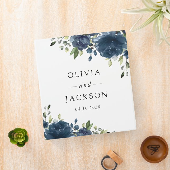 Classeur Fleurs bleues de la Marine, Verdure, Boho, Mariage (In Situ)