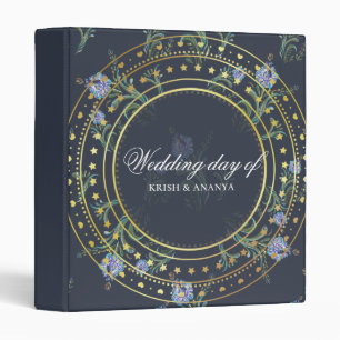Classeur Fleurs bleues et dorées, Organisatrice de mariage