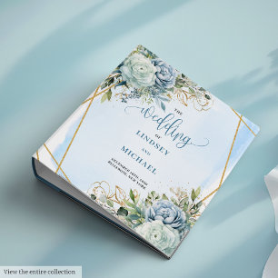 Classeur Fleurs bleues et Mariage doré