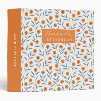 Classeur Fleurs bleues et oranges