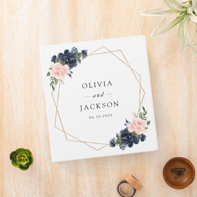 Classeur Fleurs Bleues Marine, Fleurs Roses, Mariage Floral (In Situ)