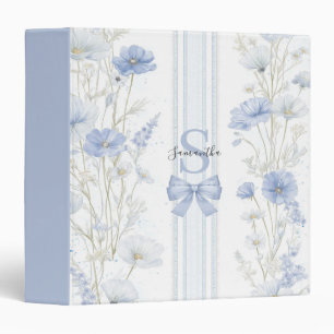 Classeur Fleurs bleues personnalisées